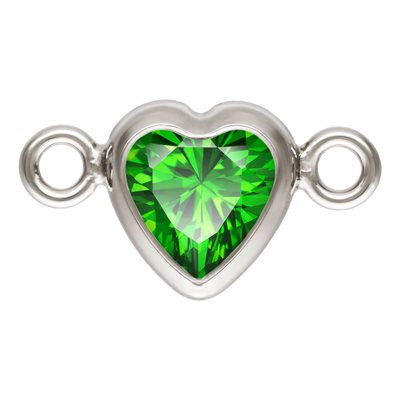4.0mm Green 3A CZ Horizontal Heart Bezel Connector SPAT 4.0mm Green 3A CZ Horizontal Heart Bezel Connector SPAT