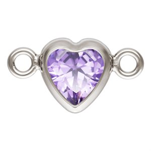 4.0mm Light Amethyst 3A CZ Horizontal Heart Bezel Connector SPAT