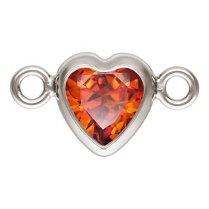 4.0mm Ruby 3A CZ Horizontal Heart Bezel Connector SPAT