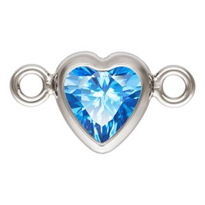 4.0mm Sapphire 3A CZ Horizontal Heart Bezel Connector SPAT