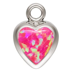 4.0mm Hot Pink Bello Opal Heart Bezel Drop SPAT