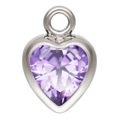 4.0mm Light Amethyst 3A CZ Heart Bezel Drop SPAT