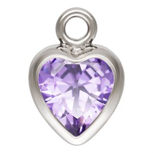4.0mm Light Amethyst 3A CZ Heart Bezel Drop SPAT