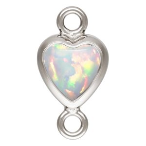 4.0mm White Bello Opal Vertical Heart Bezel Connector SPAT