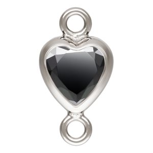 4.0mm Black 3A CZ Vertical Heart Bezel Connector SPAT