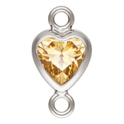 4.0mm Champagne 3A CZ Vertical Heart Bezel Connector SPAT 4.0mm Champagne 3A CZ Vertical Heart Bezel Connector SPAT