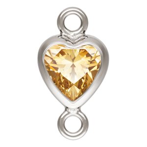 4.0mm Champagne 3A CZ Vertical Heart Bezel Connector SPAT