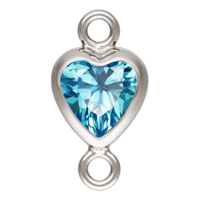 4.0mm Swiss Blue 3A CZ Vertical Heart Bezel Connector SPAT