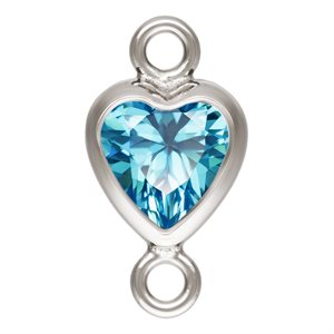 4.0mm Swiss Blue 3A CZ Vertical Heart Bezel Connector SPAT