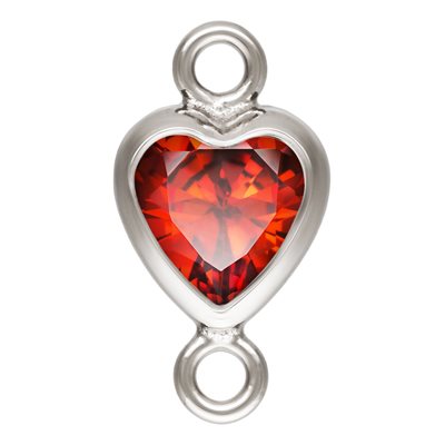 4.0mm Garnet 3A CZ Vertical Heart Bezel Connector SPAT