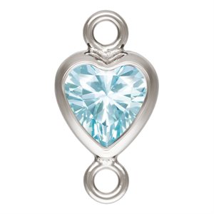 4.0mm Aquamarine 3A CZ Vertical Heart Bezel Connector SPAT