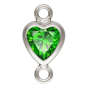 4.0mm Green 3A CZ Vertical Heart Bezel Connector SPAT