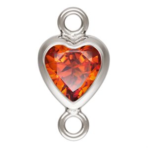4.0mm Ruby 3A CZ Vertical Heart Bezel Connector SPAT