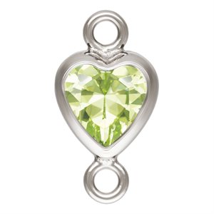 4.0mm Lime 3A CZ Vertical Heart Bezel Connector SPAT