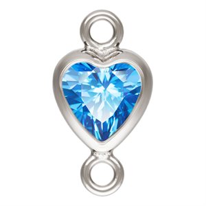 4.0mm Sapphire 3A CZ Vertical Heart Bezel Connector SPAT