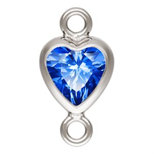 4.0mm Sapphire 3A CZ Vertical Heart Bezel Connector SPAT