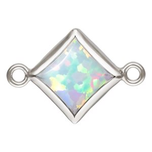 5.0mm White Bello Opal Square Bezel Connector SPAT