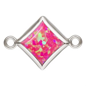 5.0mm Hot Pink Bello Opal Square Bezel Connector SPAT