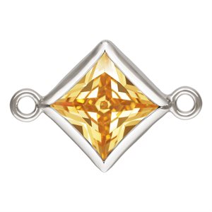 5.0mm Champagne 3A CZ Square Bezel Connector SPAT