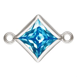 5.0mm Swiss Blue 3A CZ Square Bezel Connector SPAT