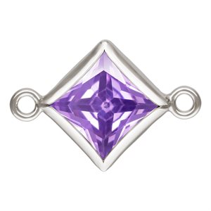 5.0mm Light Amethyst 3A CZ Square Bezel Connector SPAT