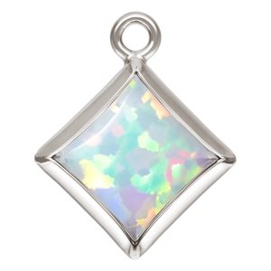 5.0mm White Bello Opal Square Bezel Drop SPAT