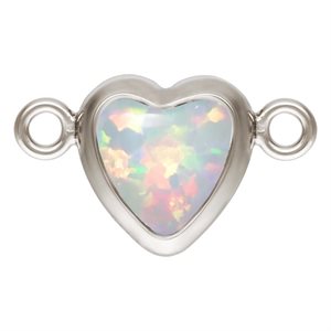 5.0mm White Bello Opal Horizontal Heart Bezel Connector SPAT