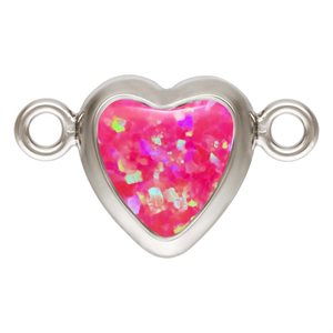 5.0mm Hot Pink Bello Opal Horizontal Heart Bezel Connector SPAT