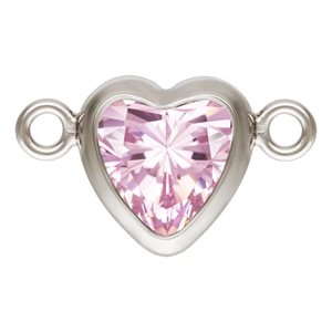5.0mm Pink 3A CZ Horizontal Heart Bezel Connector SPAT