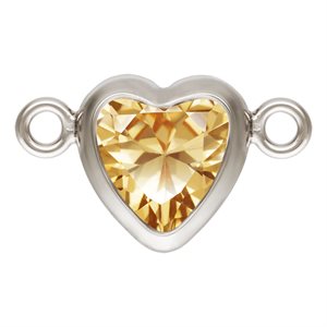 5.0mm Champagne 3A CZ Horizontal Heart Bezel Connector SPAT