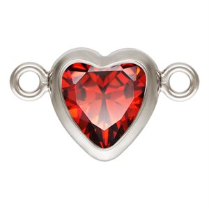 5.0mm Garnet 3A CZ Horizontal Heart Bezel Connector SPAT