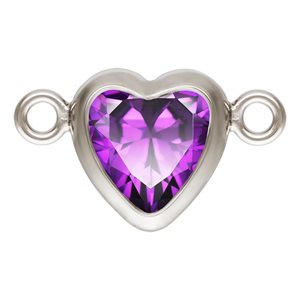 5.0mm Amethyst 3A CZ Horizontal Heart Bezel Connector SPAT