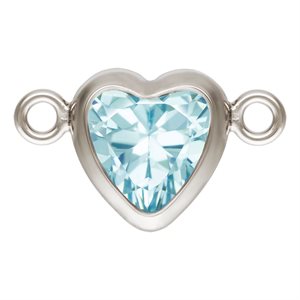 5.0mm Aquamarine 3A CZ Horizontal Heart Bezel Connector SPAT