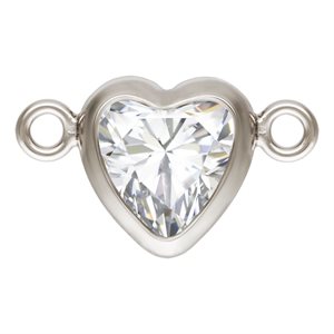 5.0mm White 3A CZ Horizontal Heart Bezel Connector SPAT