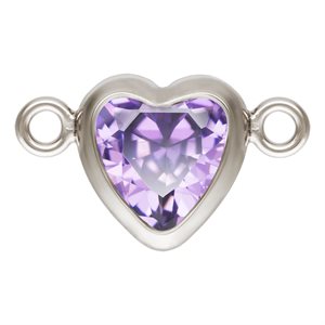 5.0mm Light Amethyst 3A CZ Horizontal Heart Bezel Connector SPAT