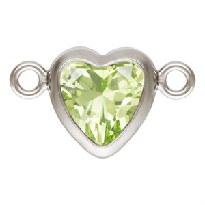 5.0mm Lime 3A CZ Horizontal Heart Bezel Connector SPAT