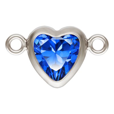 5.0mm Sapphire 3A CZ Horizontal Heart Bezel Connector SPAT 5.0mm Sapphire 3A CZ Horizontal Heart Bezel Connector SPAT
