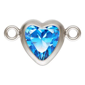 5.0mm Sapphire 3A CZ Horizontal Heart Bezel Connector SPAT