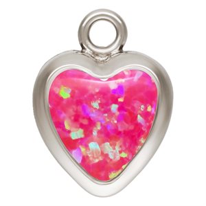 5.0mm Hot Pink Bello Opal Heart Bezel Drop SPAT
