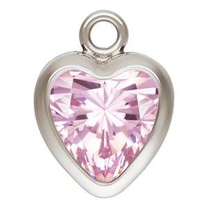 5.0mm Pink 3A CZ Heart Bezel Drop SPAT