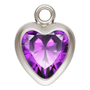 5.0mm Amethyst 3A CZ Heart Bezel Drop SPAT