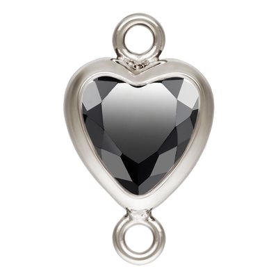 5.0mm Black 3A CZ Vertical Heart Bezel Connector SPAT 5.0mm Black 3A CZ Vertical Heart Bezel Connector SPAT