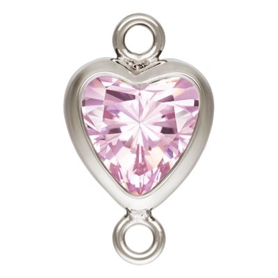 5.0mm Pink 3A CZ Vertical Heart Bezel Connector SPAT