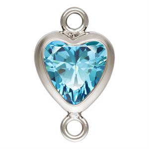 5.0mm Swiss Blue 3A CZ Vertical Heart Bezel Connector SPAT