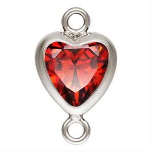 5.0mm Garnet 3A CZ Vertical Heart Bezel Connector SPAT