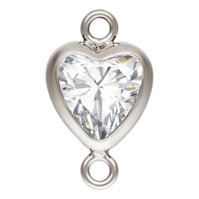 5.0mm White 3A CZ Vertical Heart Bezel Connector SPAT