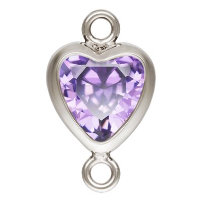 5.0mm Light Amethyst 3A CZ Vertical Heart Bezel Connector SPAT 5.0mm Light Amethyst 3A CZ Vertical Heart Bezel Connector SPAT