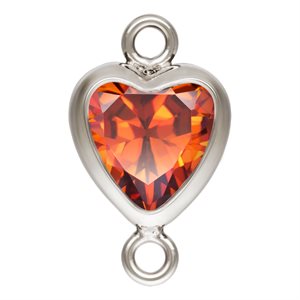5.0mm Ruby 3A CZ Vertical Heart Bezel Connector SPAT