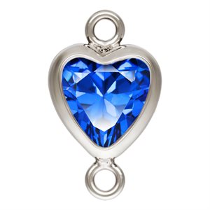 5.0mm Sapphire 3A CZ Vertical Heart Bezel Connector SPAT