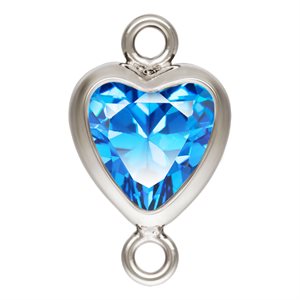 5.0mm Sapphire 3A CZ Vertical Heart Bezel Connector SPAT
